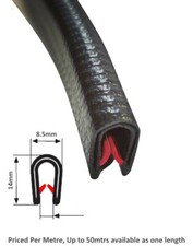  Standard Black Car Protective Edge Seal Trim - 14mm x 8.5mm - Interior Exterior