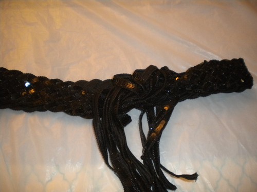 NEW LADIES BELTS DRESSY BLACK COLOR SEQUENCE BELT ONE SIZE 2 IN WIDE BELT - Picture 4 of 7