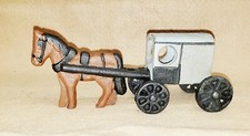 Cast Iron Metal Horse Amish Quaker Buggy Wagon Primitive Toy Pennsylvania Dutch