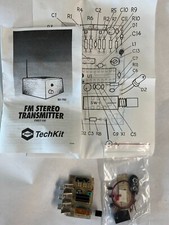 FM band transmitter, left and right audio inputs for FM stereo, 9VDC powered