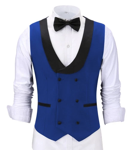 Men's Shawl Collar Vest Double Breasted Slim Prom Blazer Tops Waistcoat Waitress - Bild 15 von 42