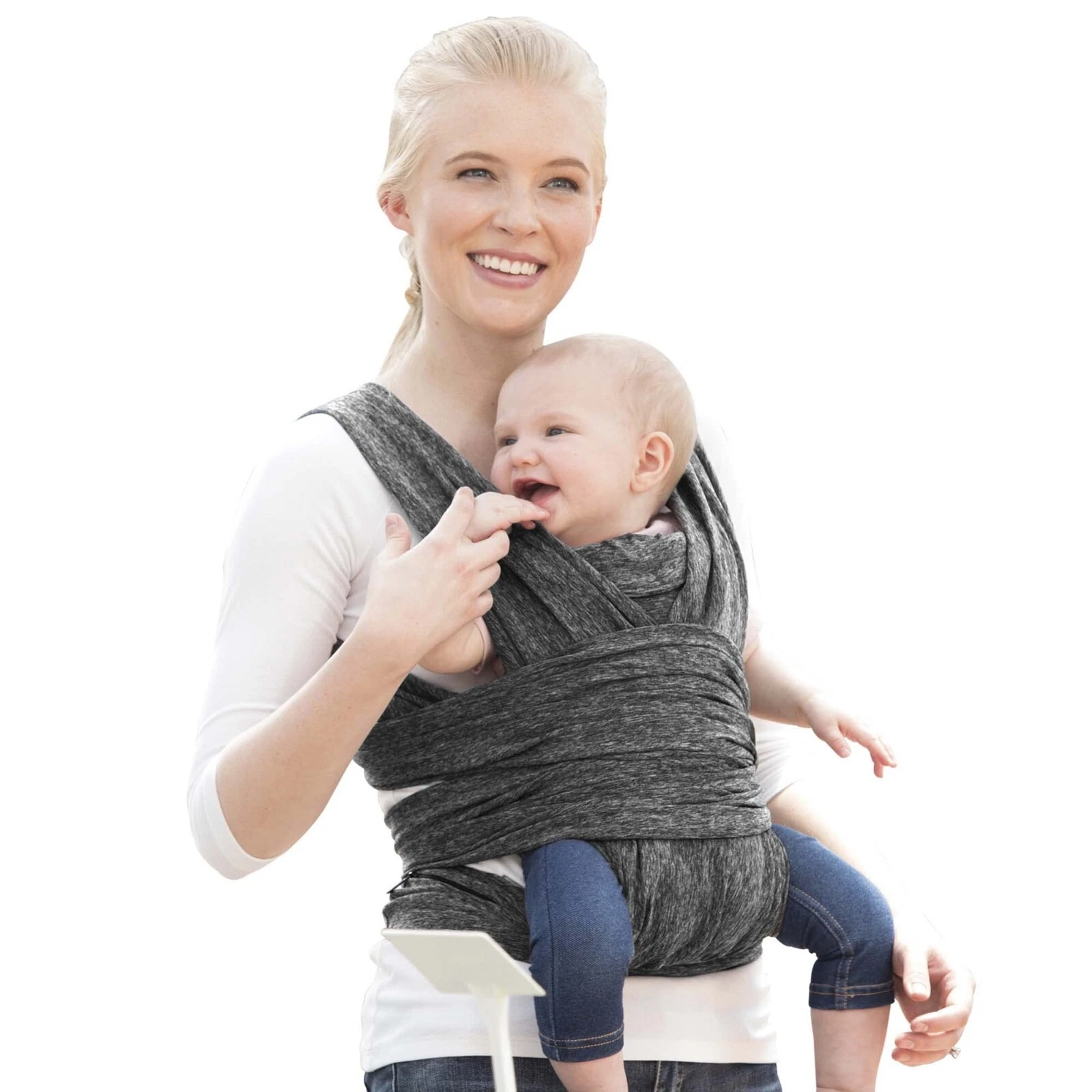 Boppy Baby Carrier ComfyFit Heathered Gray Wrap 8-35lbs Wearing newborn