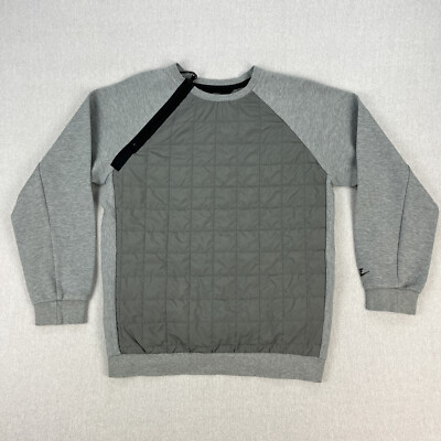 Nike Sportswear Tech Pack Quilted Sweatshirt Mens S Gray Insulated Zipped Raglan