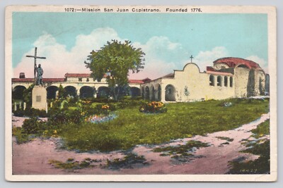 San Juan Capistrano, CA-California Mission, Front View  UNP vintage Postcard f1