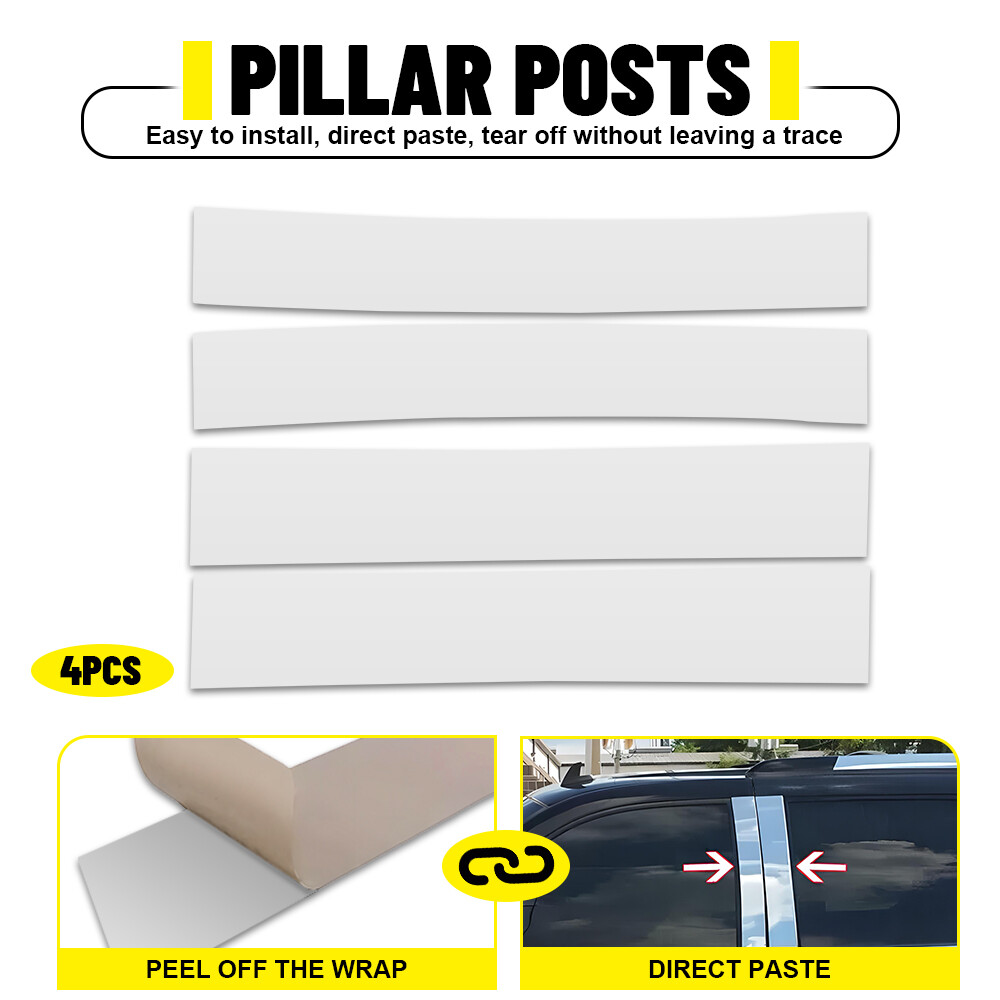 Fit Cadillac Escalade 2007-2014 Pillar Post Door Window Covers 4PCS Chrome Trims