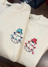 Sudadera Bordada Fantasma Día de San Valentín Parejas, Suéter de San Valentín a Juego