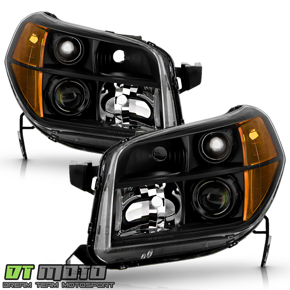 For 2006 2007 2008 Honda Pilot Headlights Headlamps Black Aftermarket Left+Right