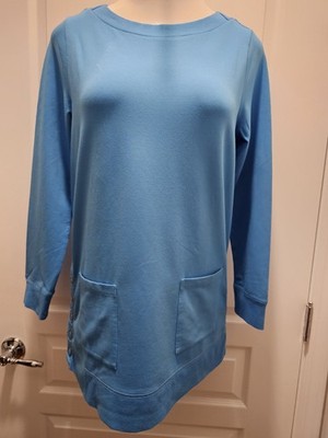 SOFT SURROUNDINGS MAKE IT SNAPPY PULLOVER IN MALIBU BLUE SIZE M