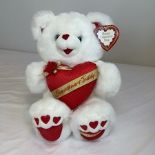 Dan Dee Be My Sweet Heart Valentine's White Teddy Bear Plush 15  Red Hearts 1995