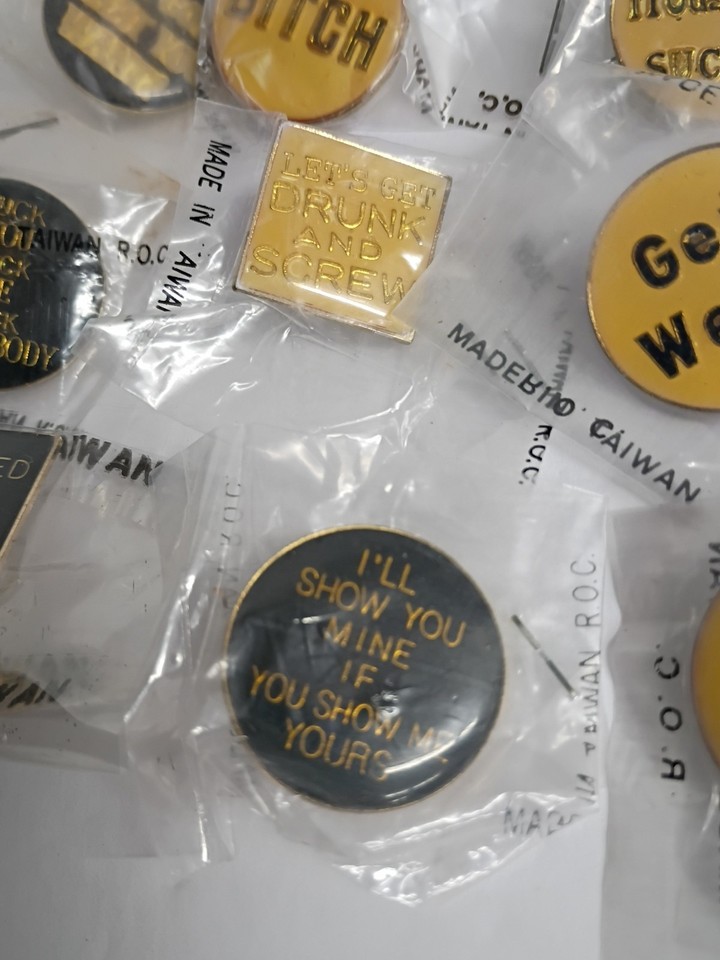 Vintage Lot of 12 Funny Rude Risqué Enamel Pins Novelty Buttons Adult ...