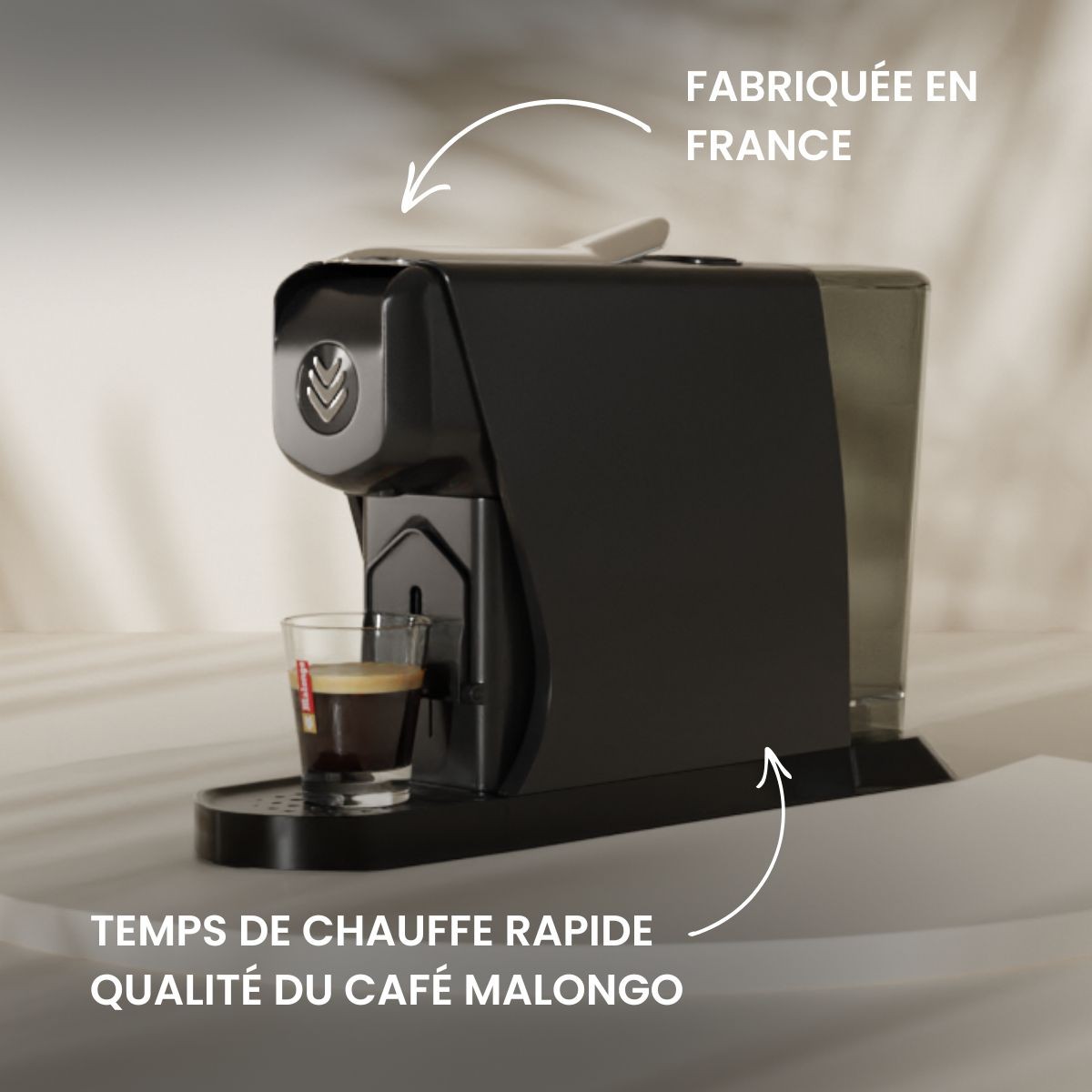 Machine Malongo EOH noir mat cafetière premium avec extraction haute pression