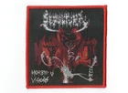 SEPULTURA, MORBID VISION, SEW ON RED BORDER WOVEN PATCH