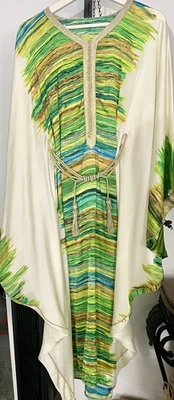 Silk Gandoura Kaftan – Flowing Wide Sleeves, Tassel Cord Tie MP $489.00 - Photo 1/4