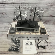 Hotec UHF Wireless Microphone System Dual Lapel/Lavalier Headset Microphones
