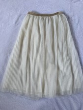 Cat Jack Girls Cream Gold Glitter Pleated Tulle Maci Skirt Size XS 4/5