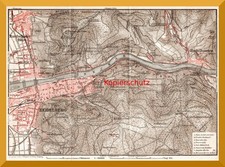 Heidelberg +100 Jahre alter Topografischer Stadt/Umgebungsplan+ Ziegelhausen