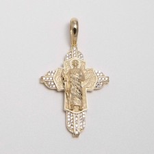 #51 1 3/4 CZ Cross Pendant 10K Yellow Gold 1 3/4" 4.44 Grams As Seen As