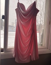 Windsor Pink Glitter Draped Satin Mini Dress Sweetheart Spaghetti Strap Size L