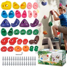 TOPNEW 32 Rock Climbing Holds Multi Size for Kids, Adult Rock Wall Holds Clim...