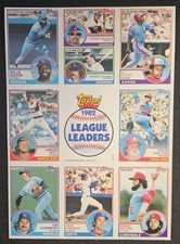 1982 Topps Baseball League Leaders Uncut Sheet Blank Back NrMt