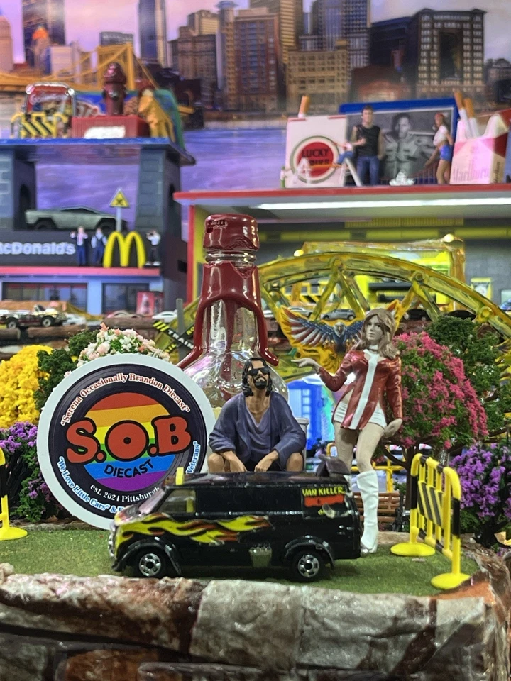 Zylmex Chevrolet Van Killer P343 Black w/ Flames Diecast USED NM Condition HK - Image 2 of 4