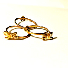 Anello vintage in oro giallo 14 kt Fede Gimmel: 3 anelli collegati, uno con cuore