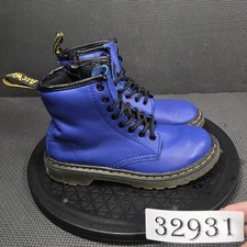 Dr Martens Delaney Ankle Boots Youth Size 1 Blue Leather Lace Up Zip Combat