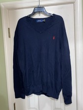 Polo Ralph Lauren Mens Navy Lightweight V-neck Sweater Size XXL
