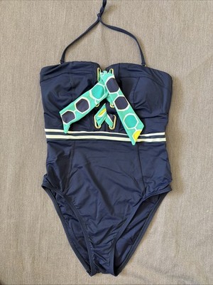 Trina Turk Made in the Shade Bandeau One Piece Swimsuit Midnight sz 6