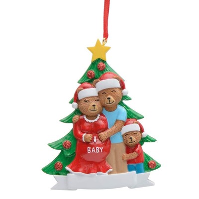 Pregnant Bear Family of 3 Personalized Christmas Ornament - Expecting Family ...