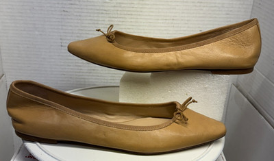 Veronica Beard Catherine Tan Leather Ballet Flat Vero Cuoio Dress Women's 10M 41