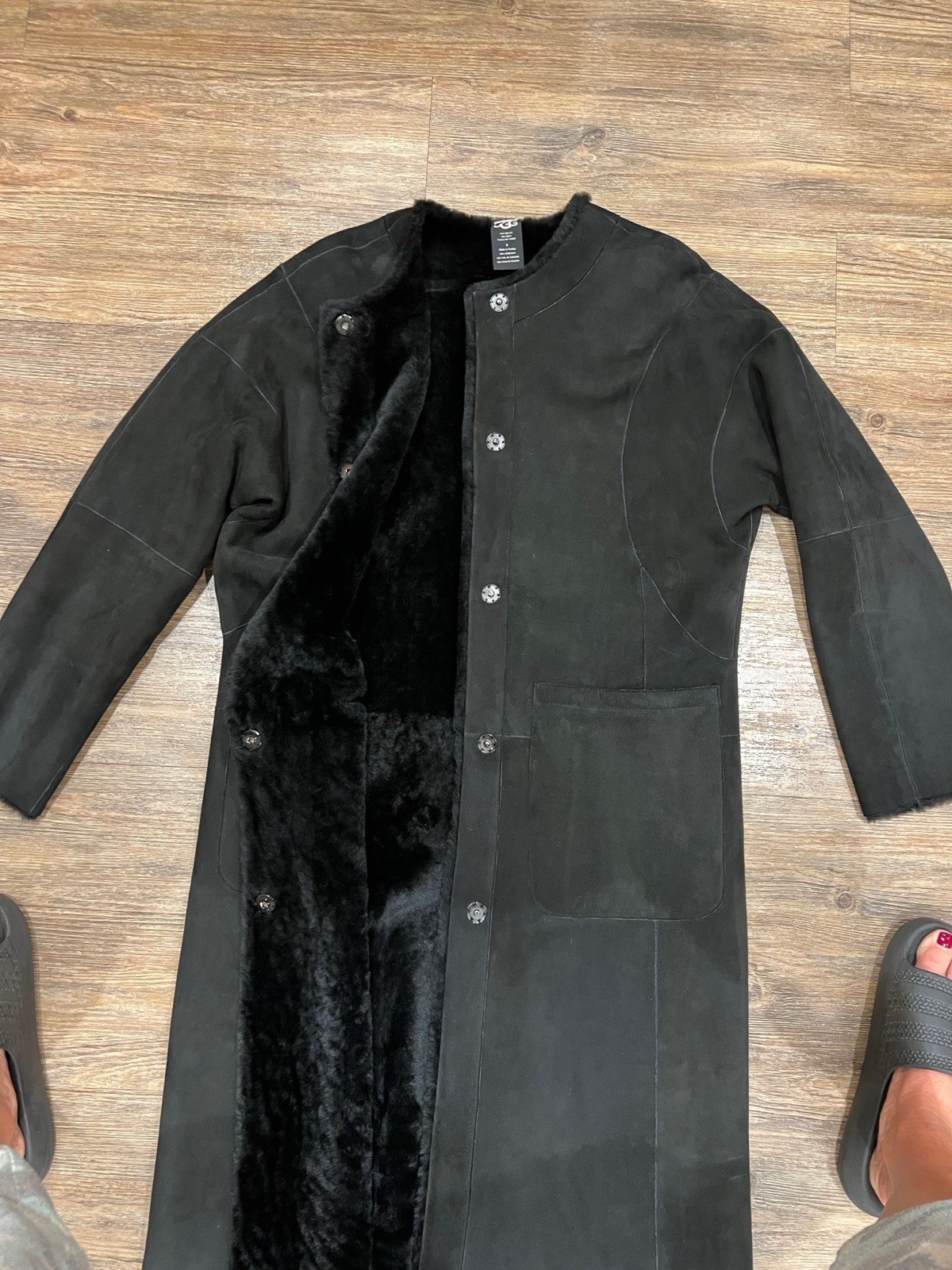 UGG Long Shearling Black Coat REAL Sherling Original $5,800 Size Small image 6