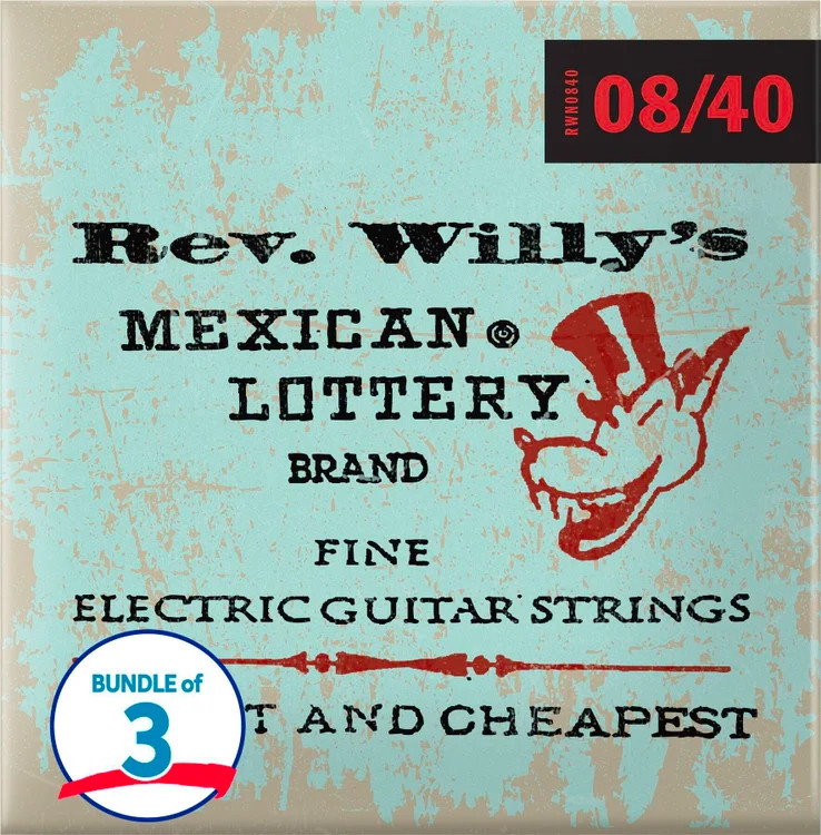 Dunlop RWN0840 Rev. Willy's Lottery Brand Electric Guitar Strings (3 Pack) -
