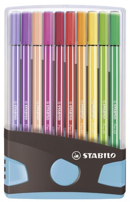 20 STABILO Fasermaler Pen 68, 20er ColorParade, grau/hellblau