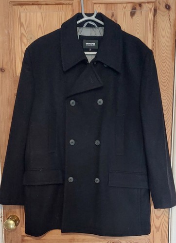 Mens Bakerstreet Wool Blend Coat Size Large Black