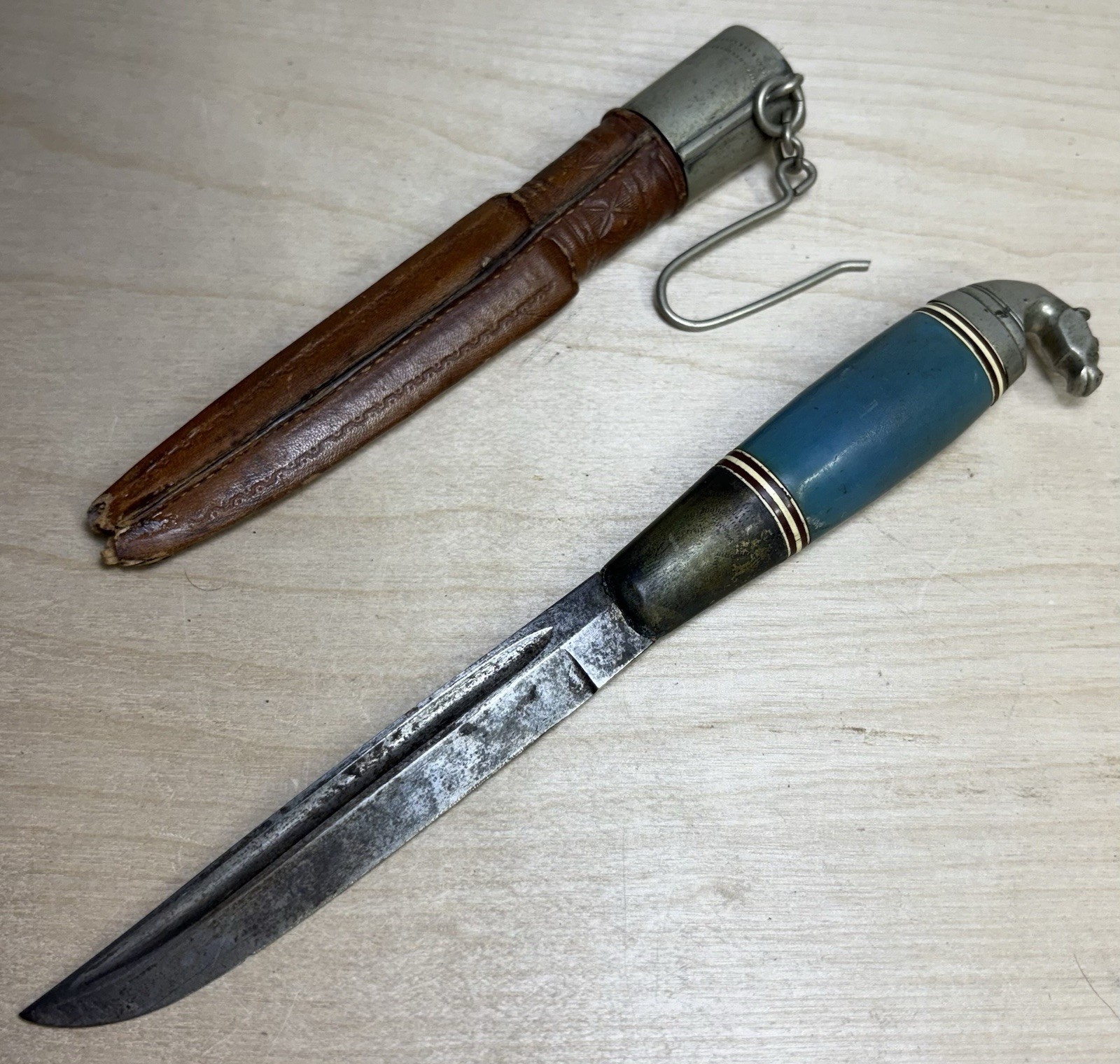 Vintage Luomanen and Kumpp Finland Fixed Blade Puukko Knife w/  Sheath