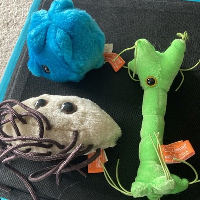 GIANT microbes  Plush Toy Lot of 3 /  E-COLI, NERVE CELL, COMMON  COLD