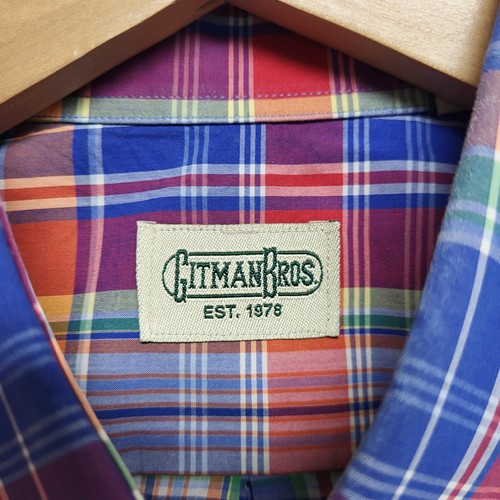 Gitman Bros Shirt Mens Large Multi Plaid Button Up Oxford USA Business Casual - Picture 10 of 11