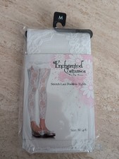 White Girls Stretch Lace Footless Tights For Children Size M 4-6  4850