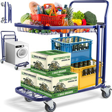 Heavy Duty 2-in-1 Metal Shopping Cart with Wheels, 700LBS Capacity Trolley