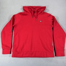 Tommy Hilfiger Sport Sweater Women's Small Red Fleece Cowl Neck