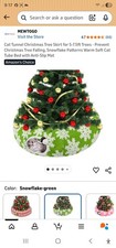 MEWTOGO Green Snowflake Cat Tube Bed, Anti-Slip Christmas Tree Tunnel