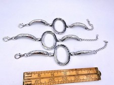 3 Pcs Silver Tone Bracelet Blanks 35x45mm Settings Salvaged Jewelry Findings