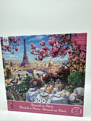 Ceaco - Brunch in Paris - 300 Oversized Piece Jigsaw Puzzle Eiffel Tower Doves