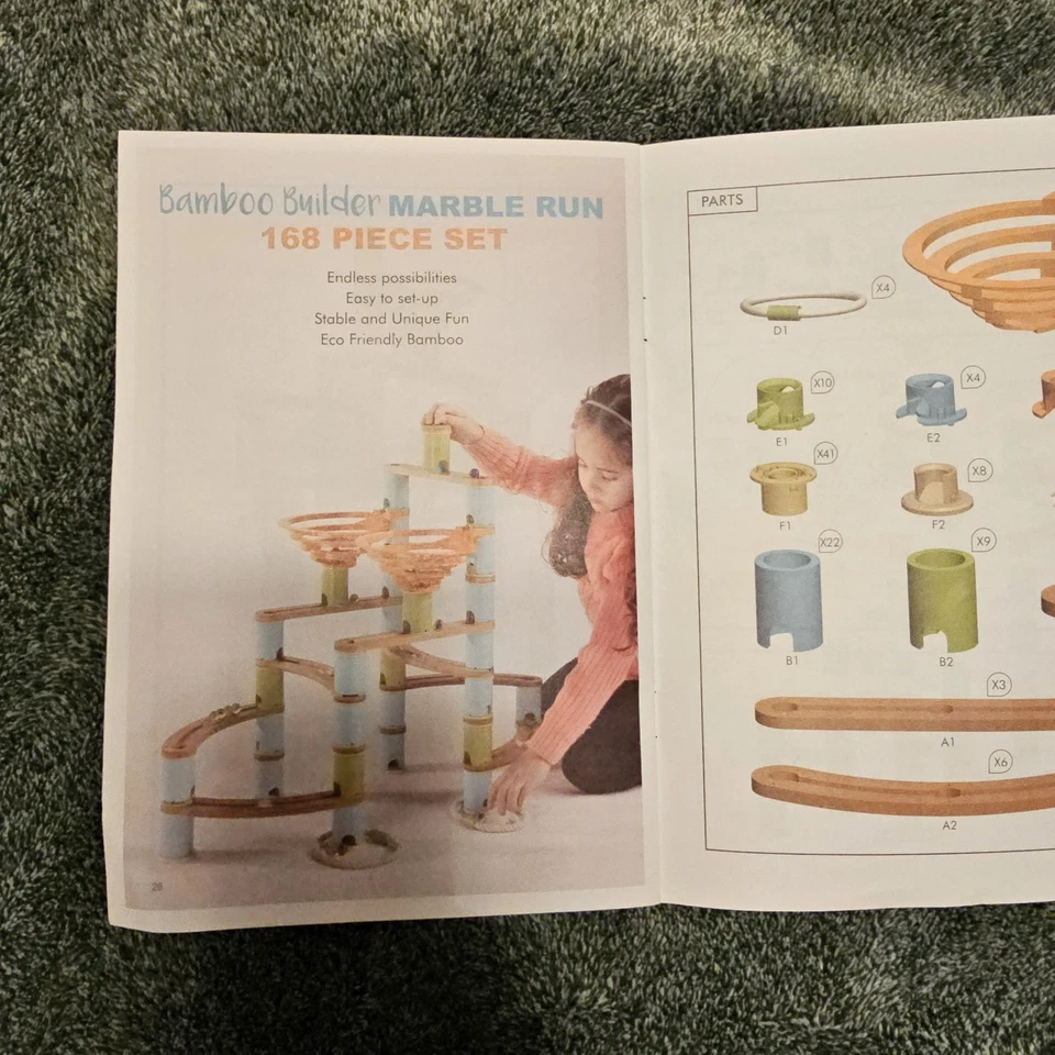 Juego de 168 piezas Fat Brain Toys Bamboo Builder Marble Run - 99% completo Foto 2 de 4