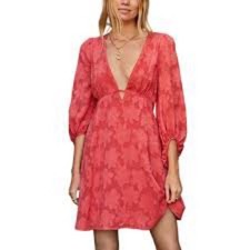 NWT Anthropologie Jacquard Plunge Floral Mini Dress Size 6