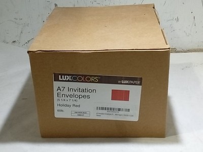 LUXCOLORS A7 INVITATION ENVELOPES 5 1/4'' X 7 1/4'' HOLIDAY RED *BOX OF 250* (I9D)