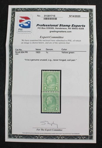 CKStamps: US Stamps Collection Scott#604 Mint NH OG PSE Cert