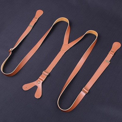 20Mm Two-layer Leather Braces Suspenders Adjustable with Button Hole for Work