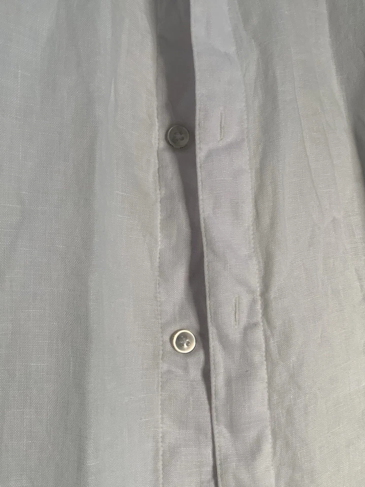 Camisa masculina manga longa RAFFI branca tamanho - L 100% linho punho padrão PEC - Imagem 2 de 4